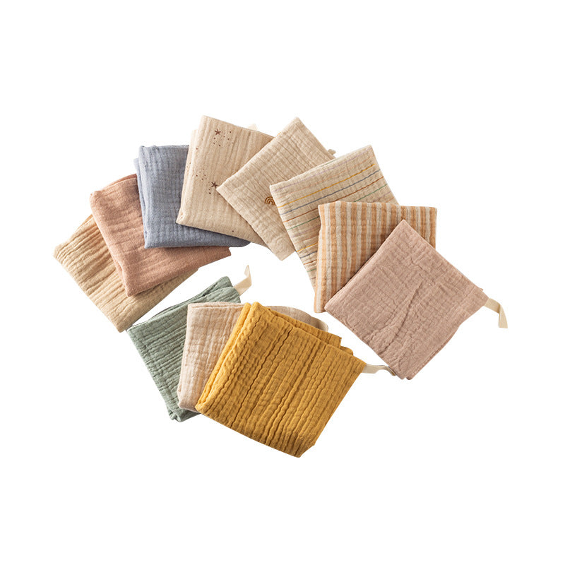 Simple bébé Gauze coton Serviette carrée à quatre couches Salive Serviette visage vêtement couleur soins infirmiers