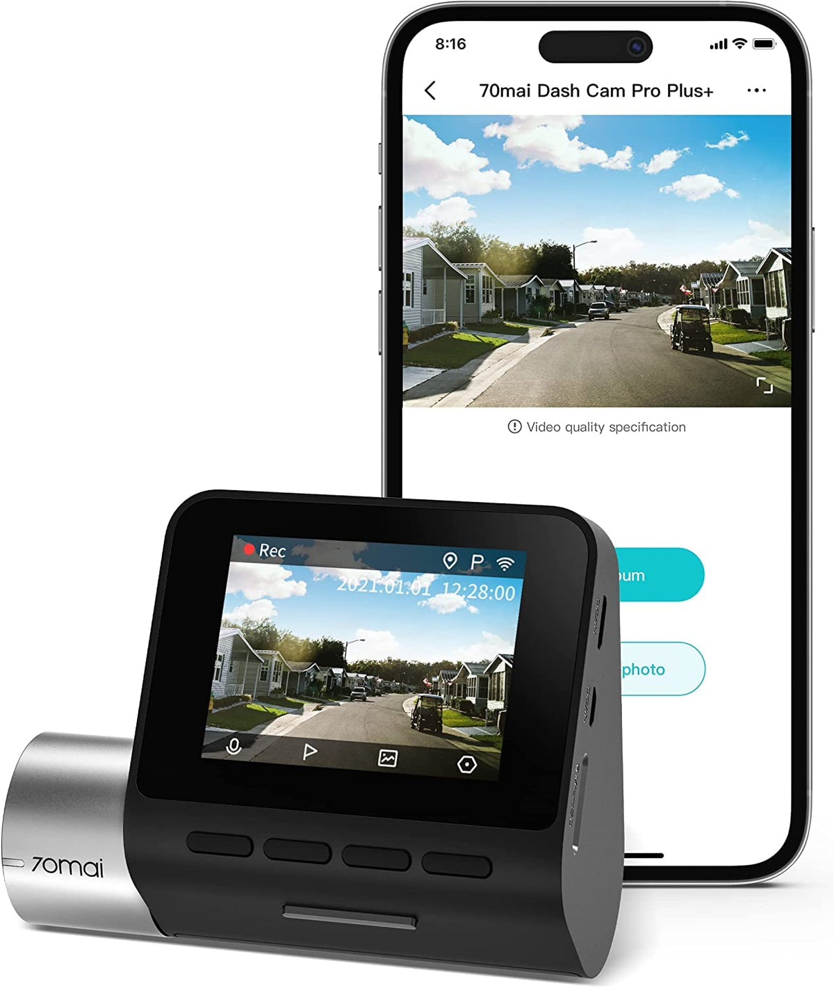 70mai A500s 1944P Dash Cam A800S Caméra embarquée GPS ADAS 140FOV 70mai