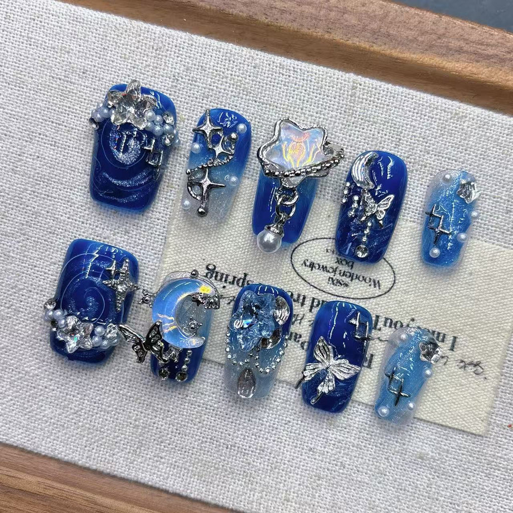 Blue Starry Night Art fait main avec un effet tonique équitable