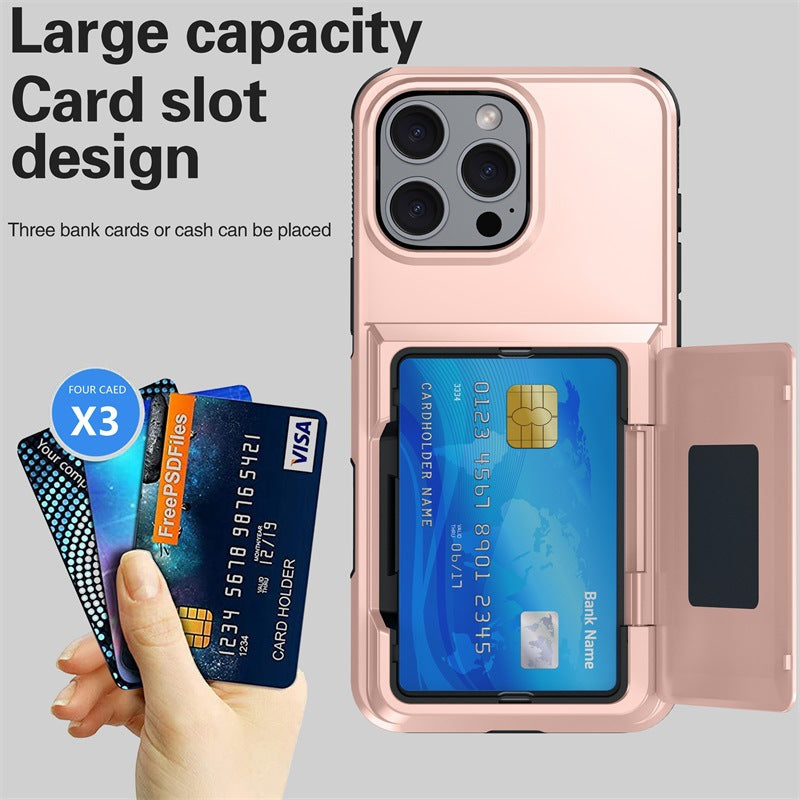 Solid Couleur simple Flip Bracket carte de téléphone Case