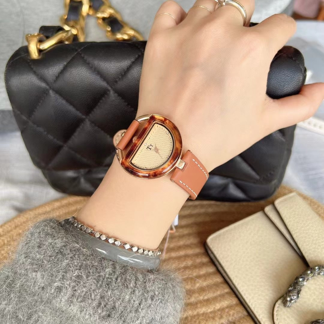 Femmes Montre avec une véritable sangle en cuir simple et élégant