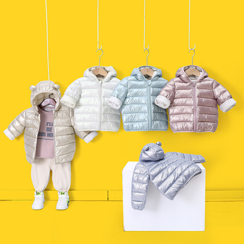 Printemps Automne et hiver Manteau de coton polyvalent de couleur solide pour les enfants