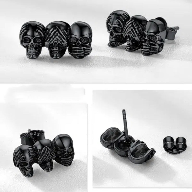 Décoration d'Halloween Trois boucles d'oreilles en forme de crâne