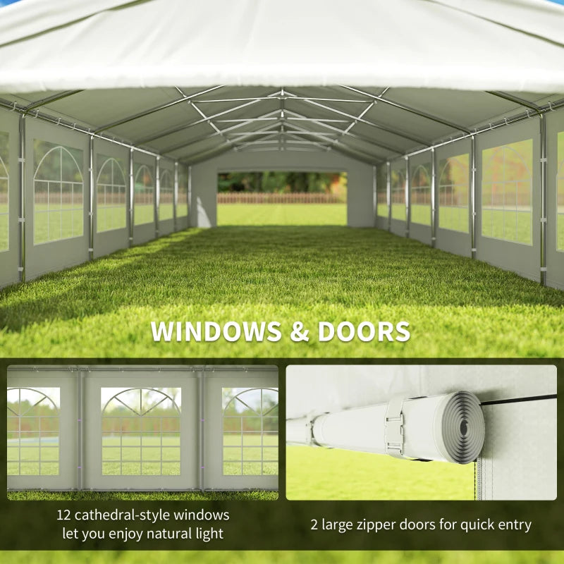 20 X 40 Ft Heavy Duty Party Tent Outdoor Gazebo Wedding Tent Event Shelter Carport BBQ White