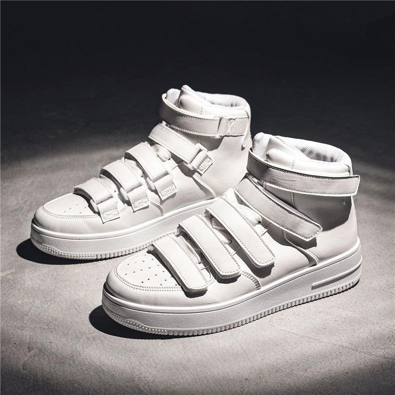 Printemps Hommes Haut-top Conseil Chaussures Trendy Jeunes Chaussures Étudiantes Blanc Velcro Sports Casual