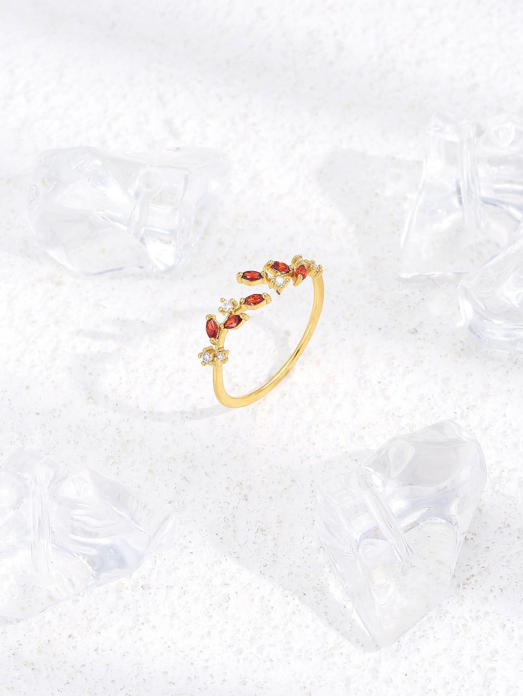 Anneaux de feuille de Zircon colorés européens et américains pour femmes