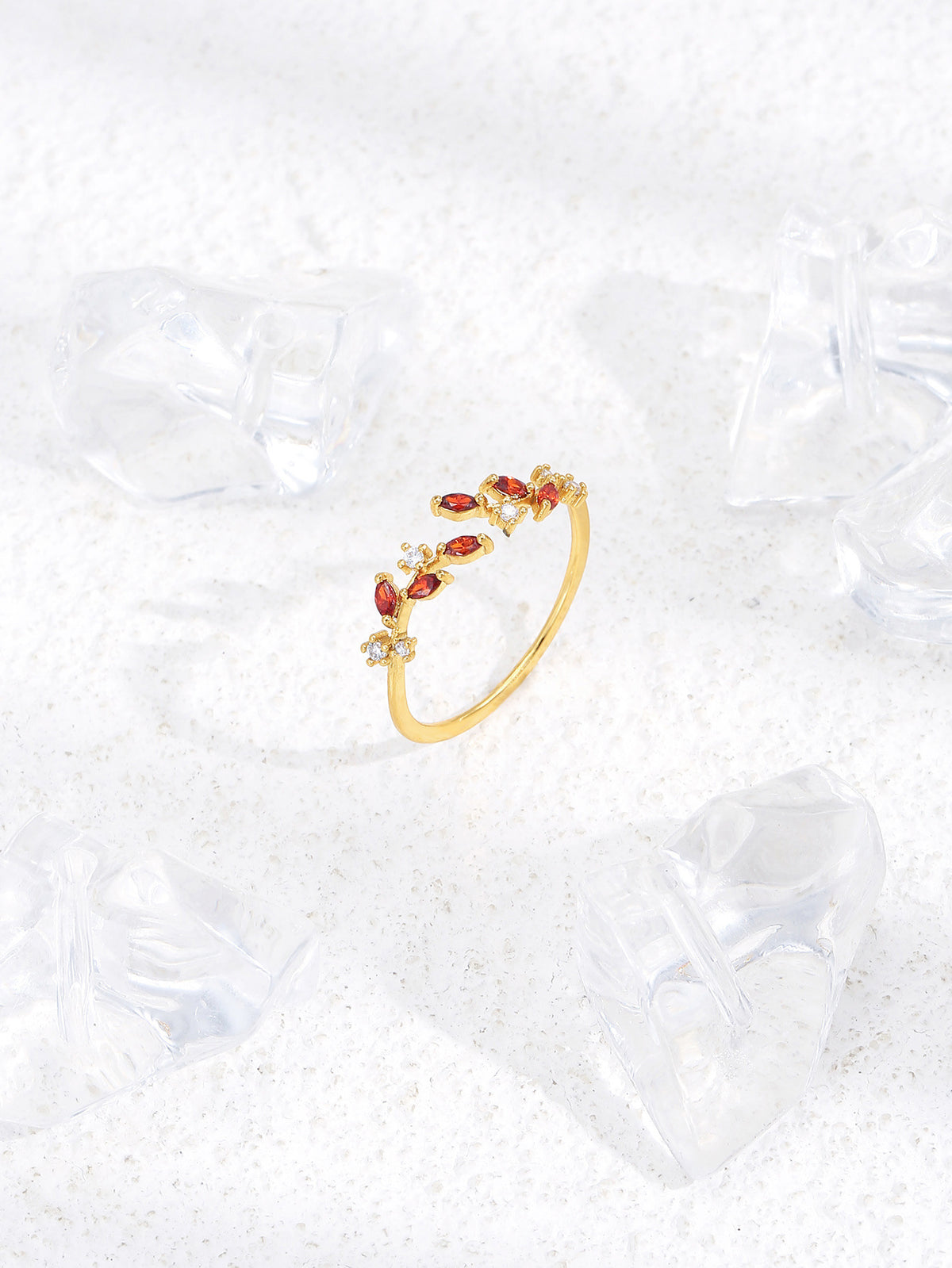 Anneaux de feuille de Zircon colorés européens et américains pour femmes