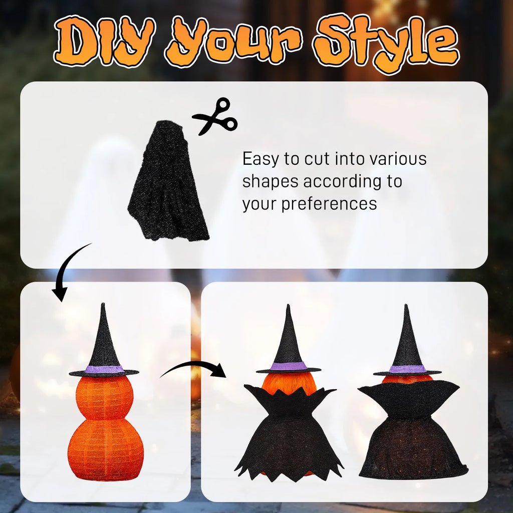 2Packs Décoration de citrouille légère collapsible Halloween 3FT