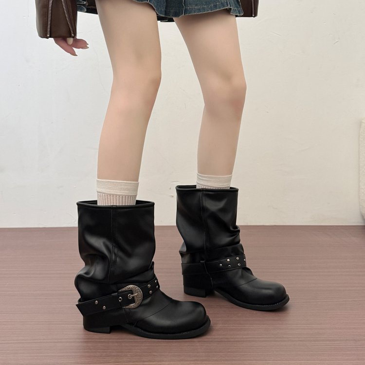 Bottes de cow-boy de l'Ouest en cuir véritable pour femmes