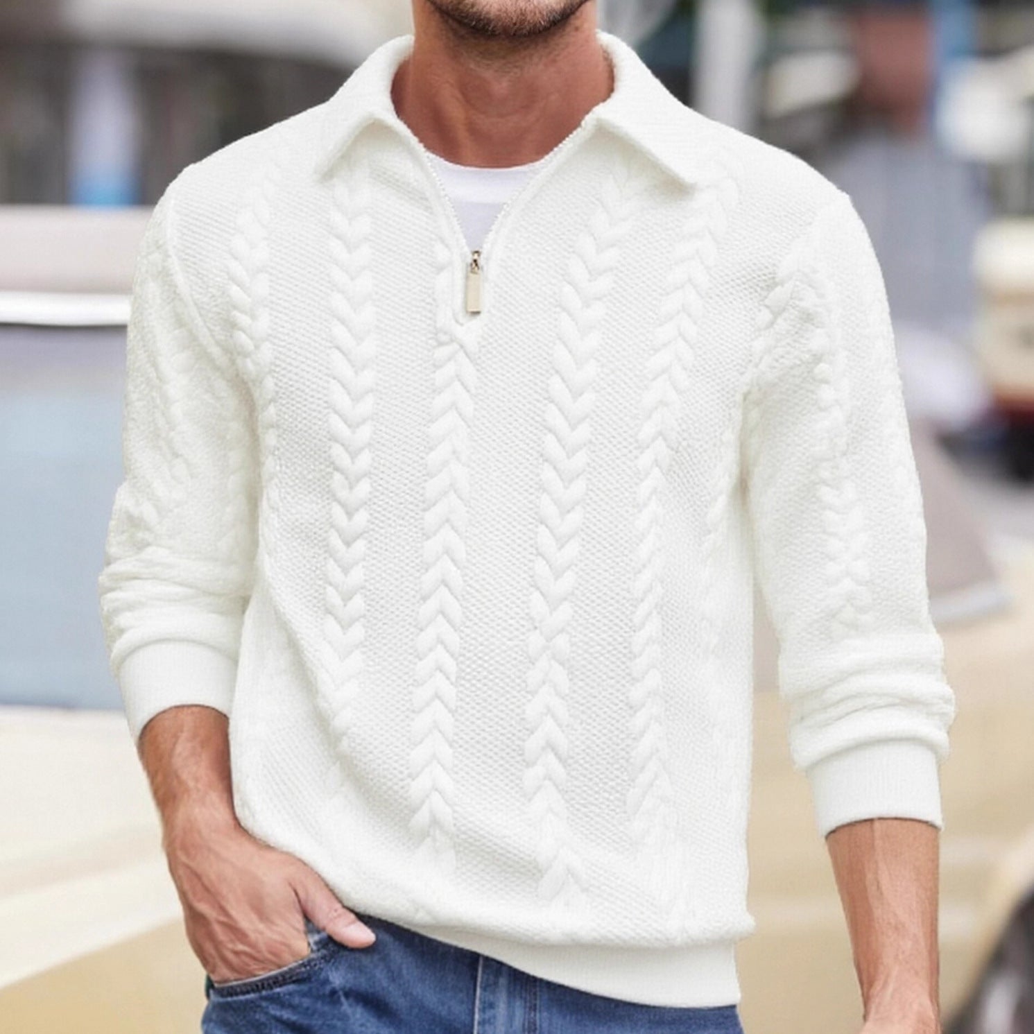 Hommes Casual Sportif Hoodie demi-zip