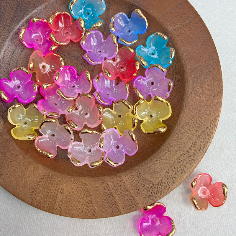 Charms de Clover Acrylique 3-Petal doré