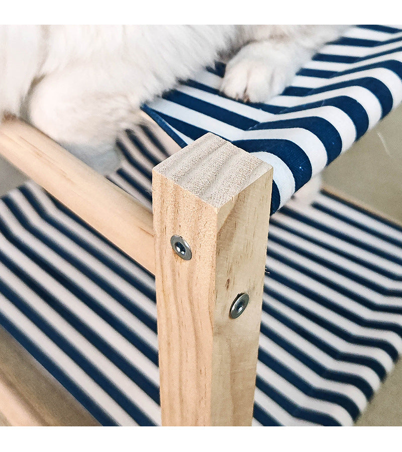 Lit de camp pour animaux de compagnie en bois massif à double couche Hamac de chat supérieur et inférieur Bunk amovible et lavabo