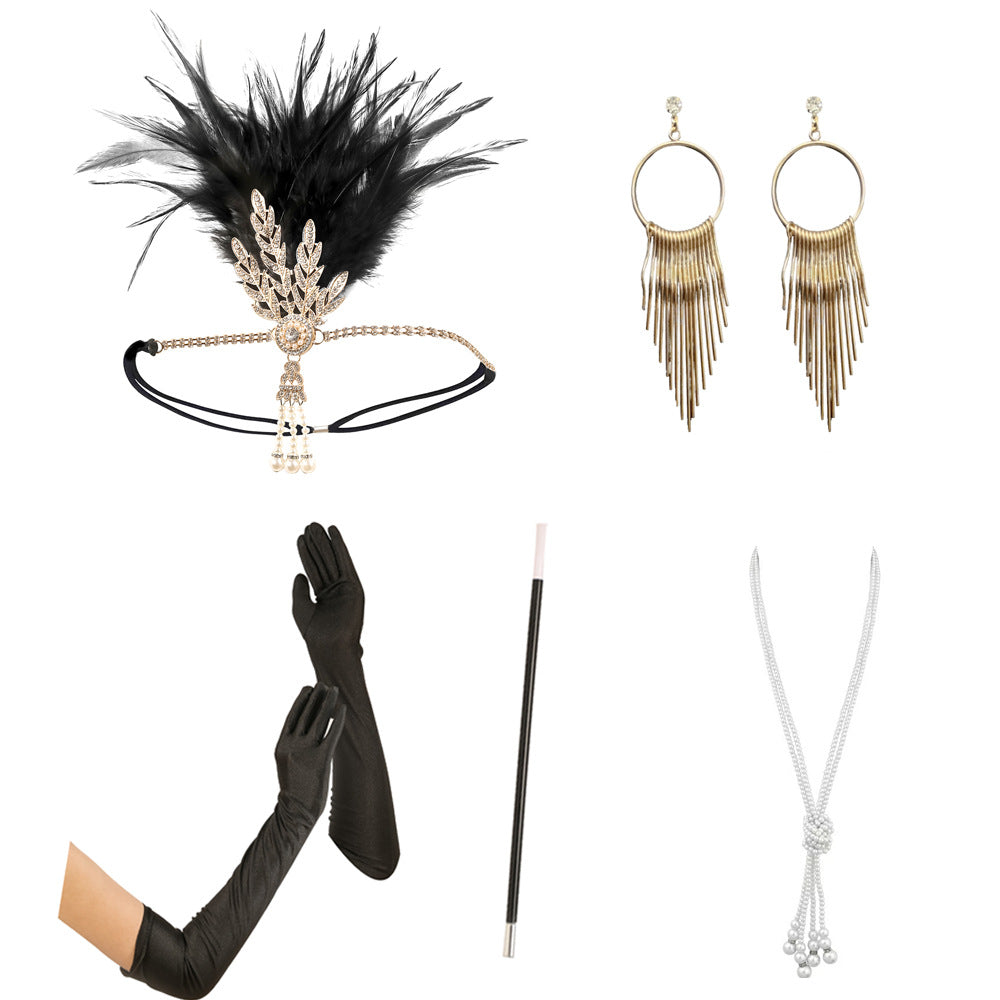 Tête de plume de masquerade Vintage bande de cheveux dans le style européen et américain