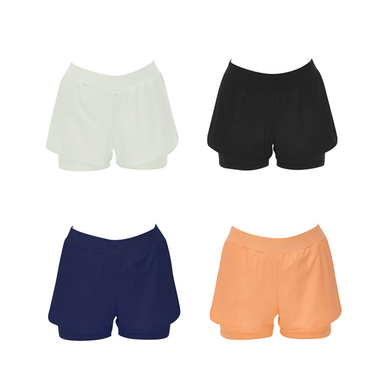 Trunks de natation sports féminins faux deux-pièces angle plat conservateur anti-courant lumière S