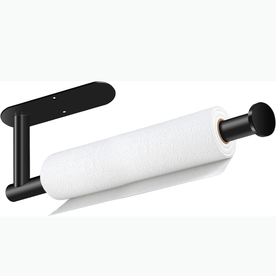 Porte-serviettes en papier noir sous-cabine - Organe en acier inoxydable autocollant et support de forage