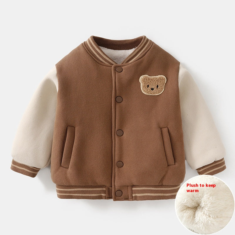 Manteau de baseball uniforme en coton doublé de polaire