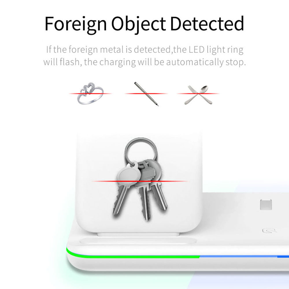 Chargeur vertical de radiotéléphonie mobile sans fil à trois en un