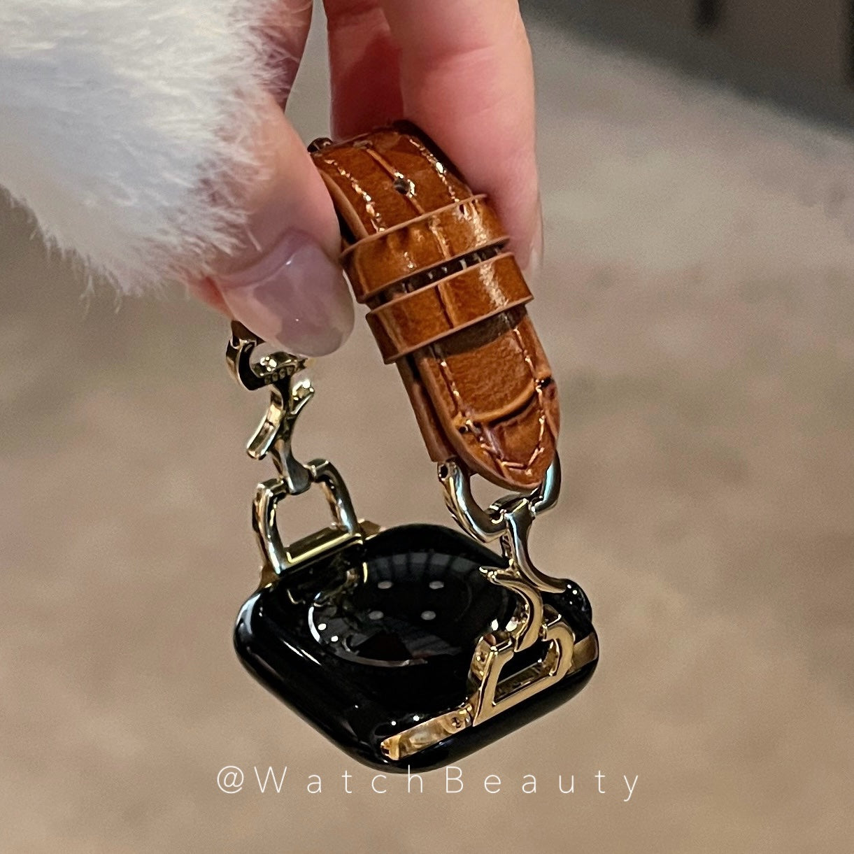 Bracelet de montre en cuir en forme de crocodile