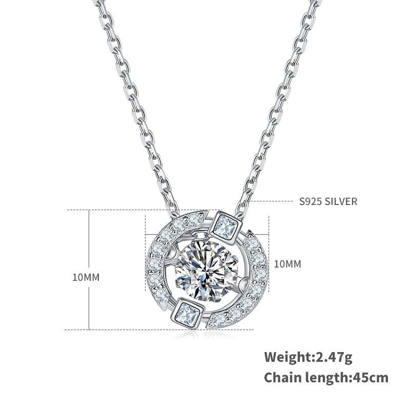 S925 Argent Sterling 0.5ct D Couleur VVS1 Moissanite Collier Halo 45cm plaqué Platine Pave
