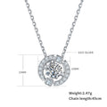 S925 Argent Sterling 0.5ct D Couleur VVS1 Moissanite Collier Halo 45cm plaqué Platine Pave