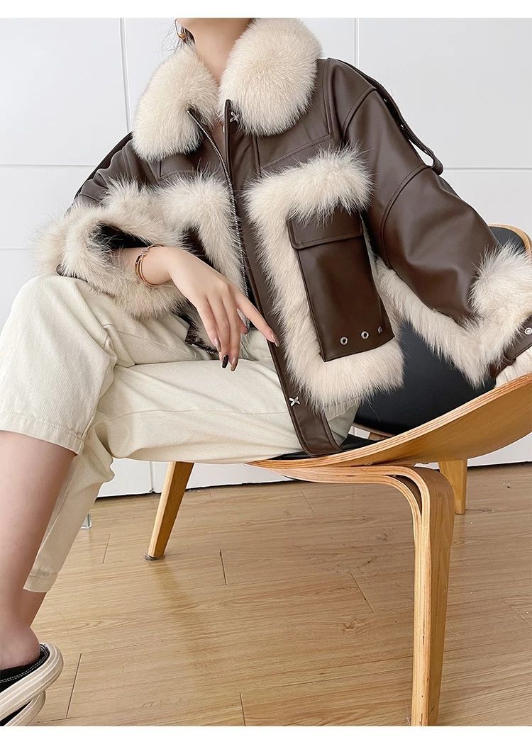 Manteau en cuir de fourrure de renard sensé
