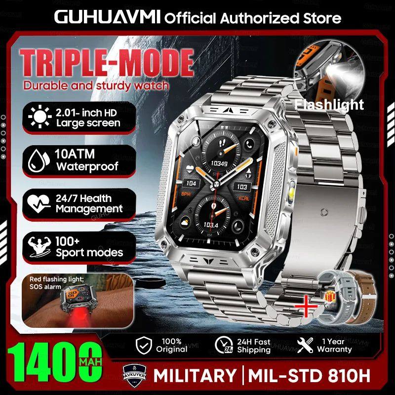 Batterie militaire 1400mAh montre intelligente avec lampe de poche LED