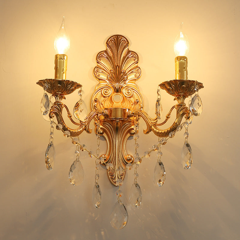 Salle de séjour Golden Crystal Wall Sconces Villa Hôtel Hallway Corridor Décorative Wall Light
