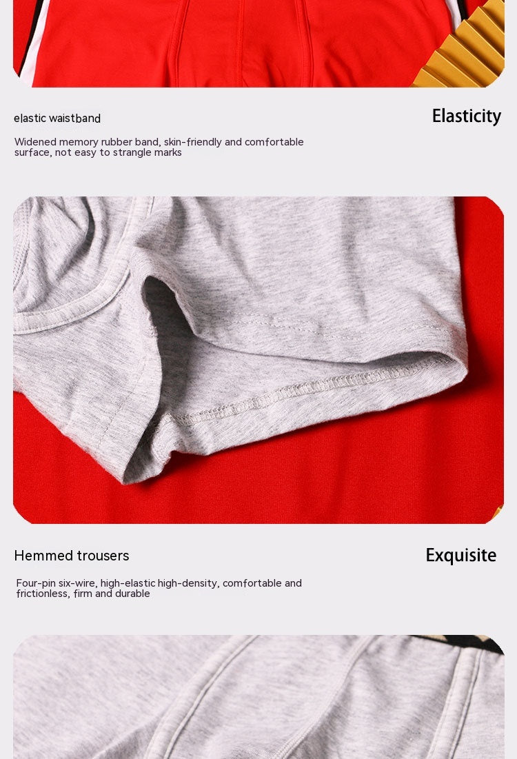 Sous-vêtements en coton purifiés pour hommes Festive Bright Red Mid-rise Boxers