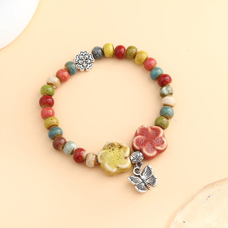 Rétro Scenery Dezhou Ceramic Bracelet Student Literary Ethnic Style National Tendance Perlée