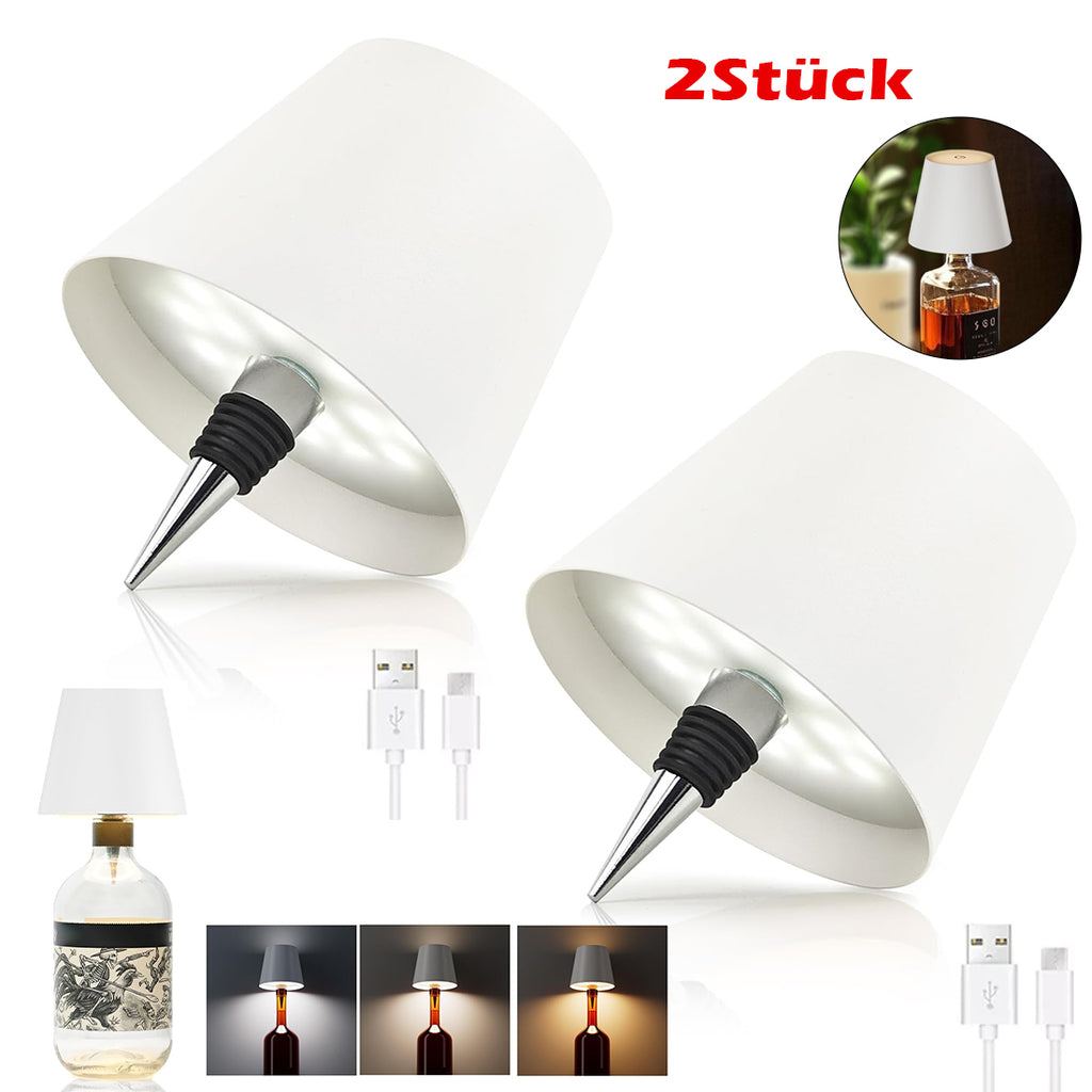 2 Pack LED bouteille de vin lumière touche variable 3 modes de couleur 1200mAh lampe de bouteille rechargeable