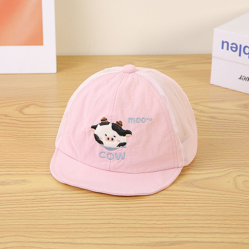 Motif de vache mignon pour enfants Brodé Tissu net respirant Mode réglable