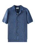 Vieux style d'argent hommes Lapel Ice Silk POLO Knit Cardigan