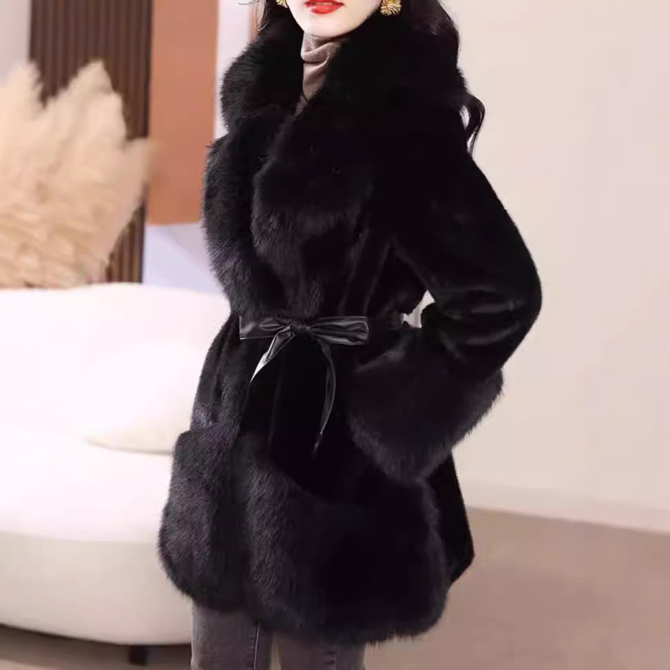 Faux Mink Fur Coat Faux Fox Fur Simple and Elegant