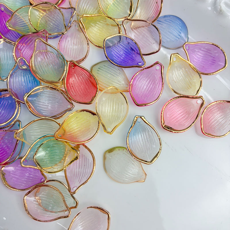 Charms de feuille en acrylique translucide à deux tons