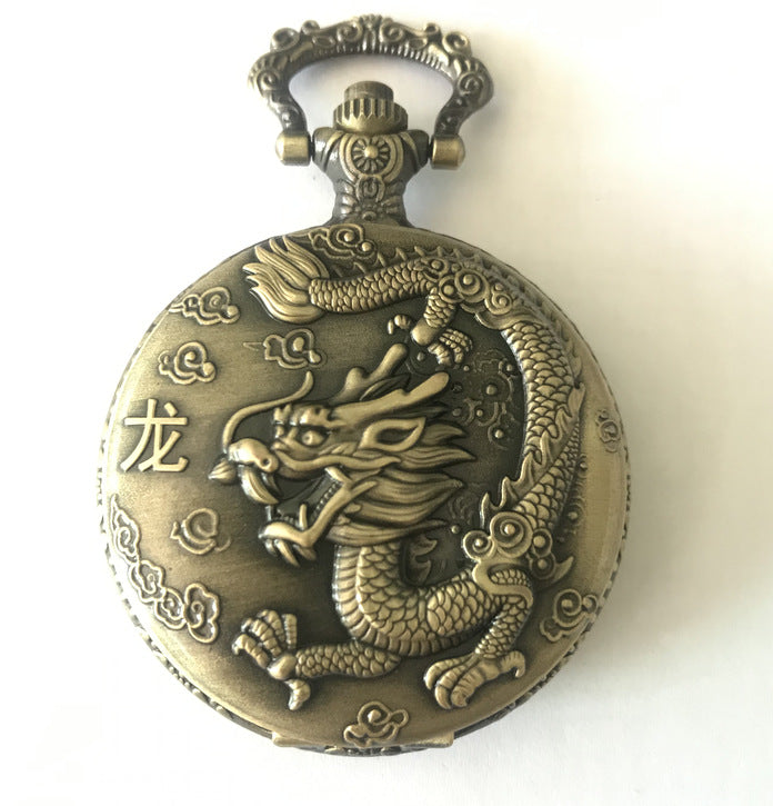 Montre de poche rétro de bronze Vintage Zodiac Quartz