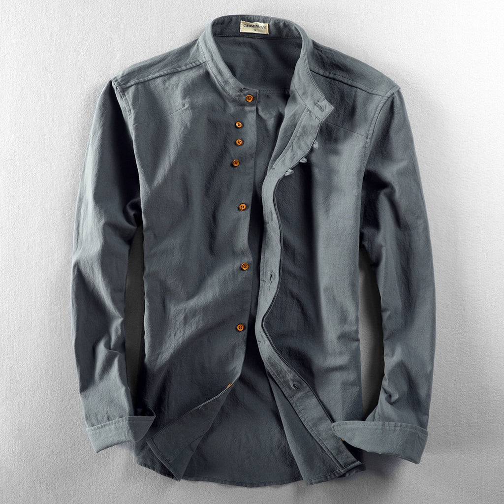Chemise vintage de style chinois avec un collier mandarin