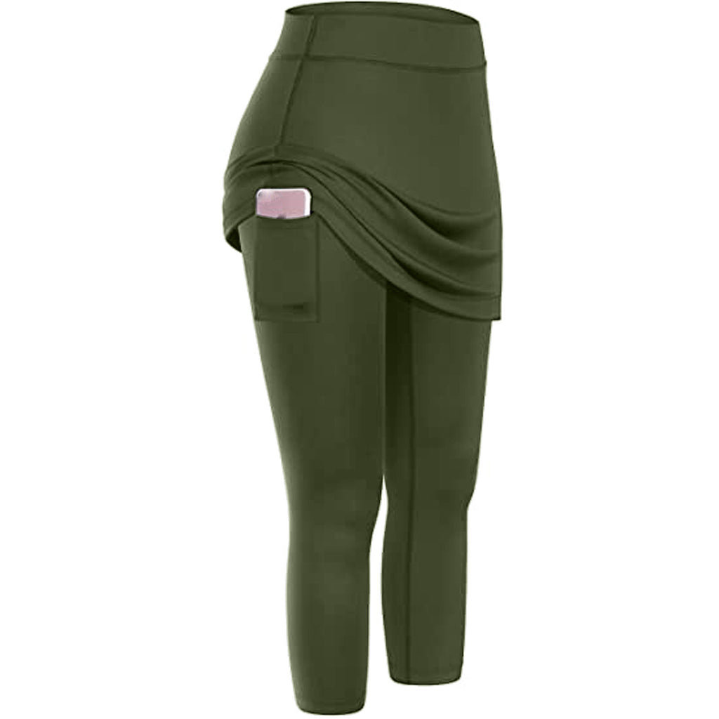 European and American Solid Color Fake Two Piece Cropped Pants Yoga Vêtements Yoga Pantalons Sli