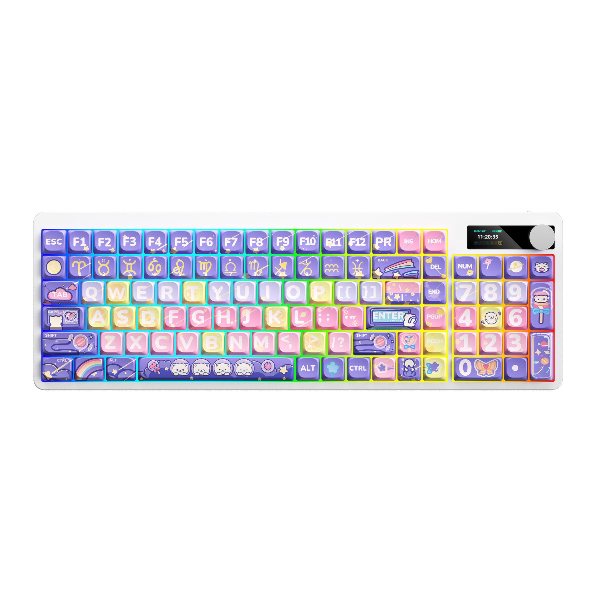 Clavier mécanique Black Iron Cow Full Key No Punching RGB Backlight à trois modes Cinq faces