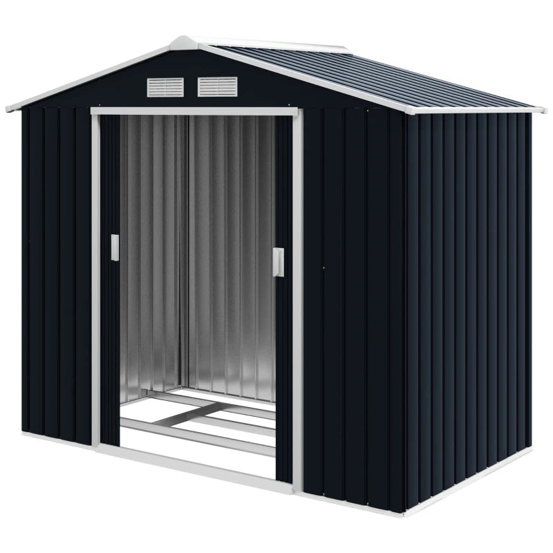 7'x4' Metal Outdoor Shed Organizer & Garden Storage avec 4 évents pour le flux d'air et 2 Easy Slide