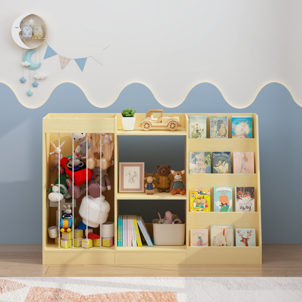3-en-1 Bibliothèque pour enfants et rangement de jouets