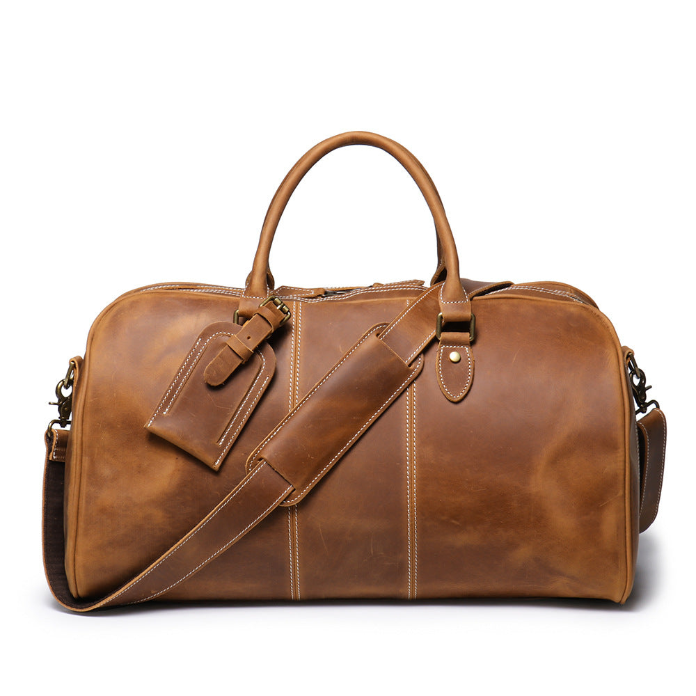 Sac de voyage portable en cuir véritable pour hommes rétro