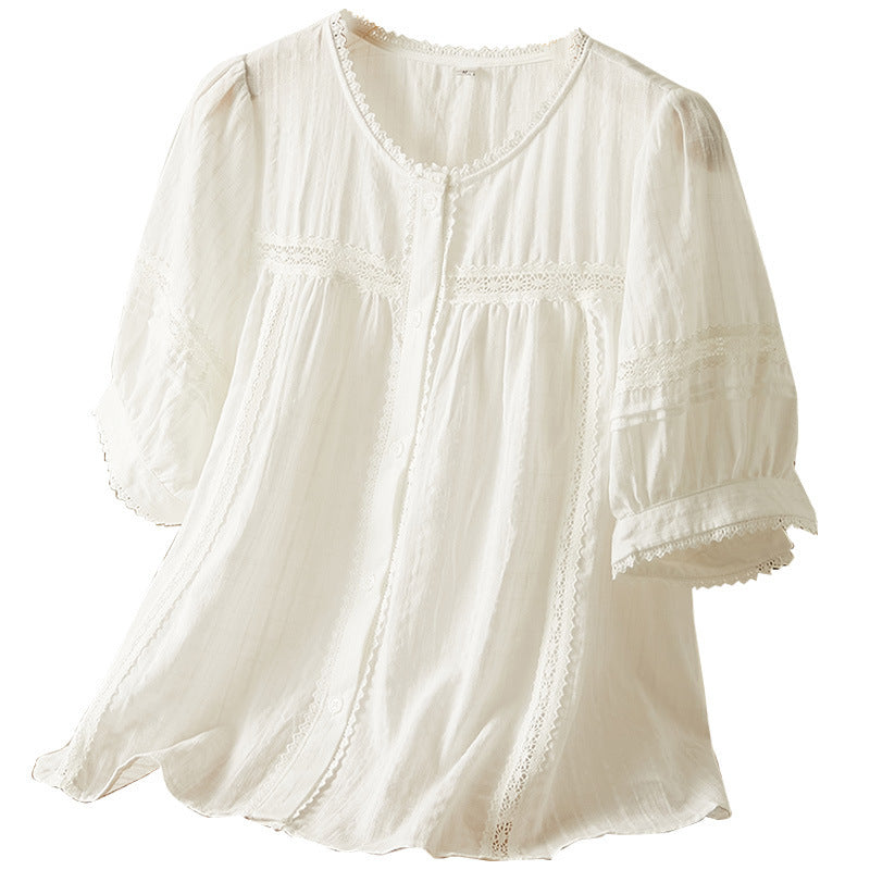 Femmes Manches courtes Dentelle à manches courtes Blouse Top