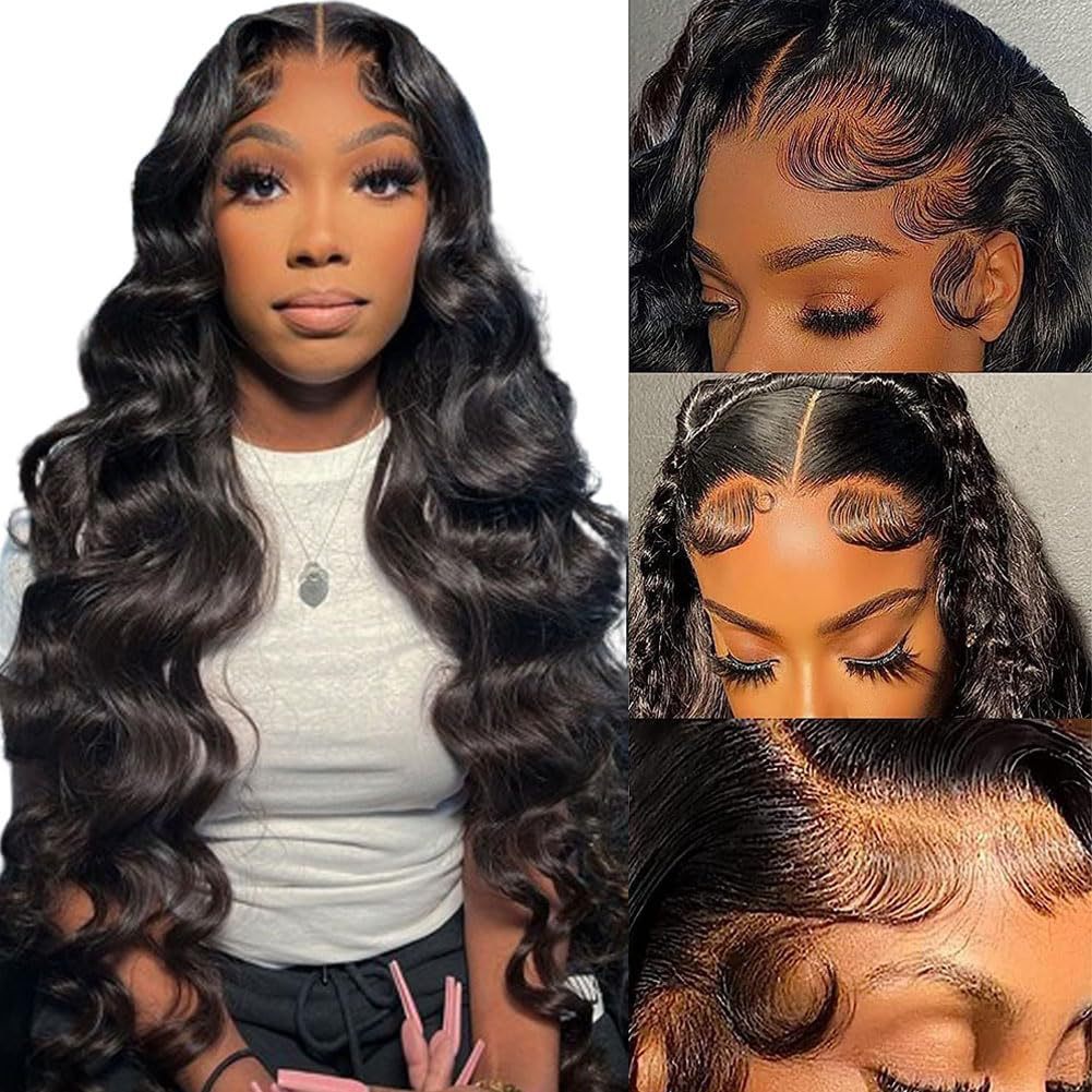 Wig Synthétique Long Noir de style européen et américain