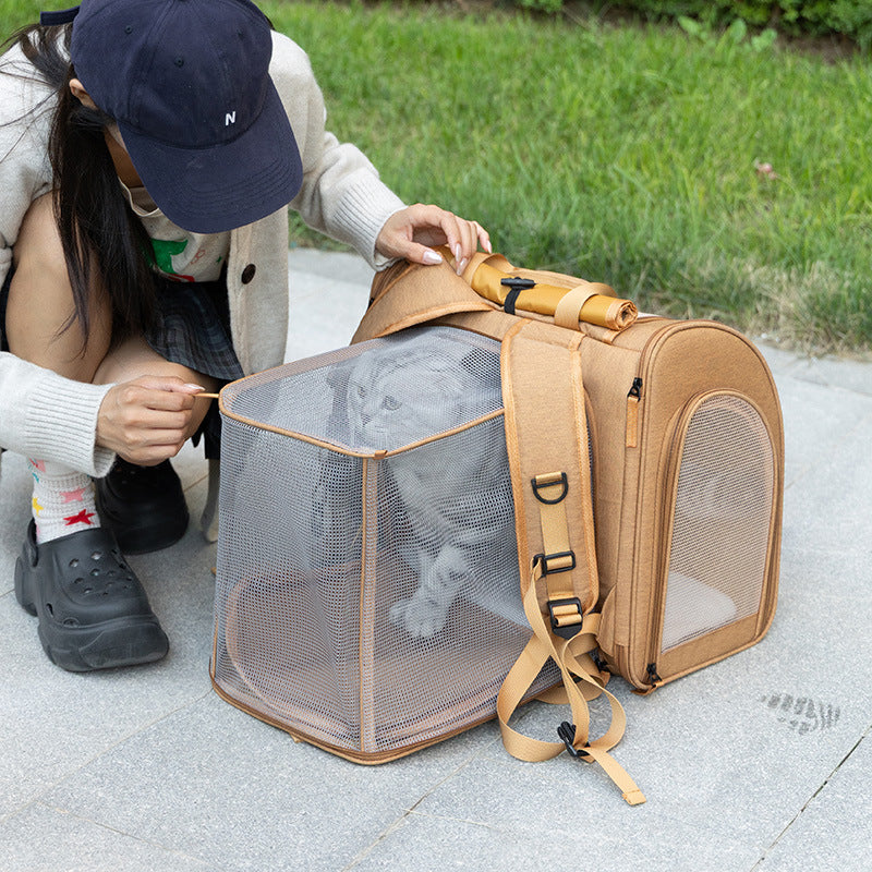 Sac à dos portatif pour animaux de compagnie à deux épaules extensibles pour les sorties
