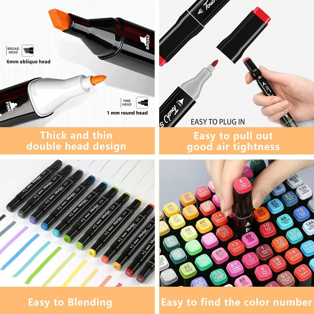 168 Couleurs Dual Tip Marqueurs d'Art Stylos de Couleur Dessin Aquarelle Enfants & Un Cadeau Dult