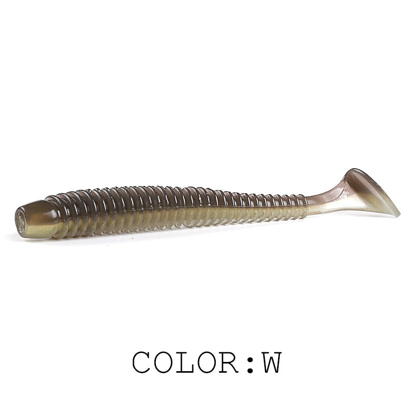 Luya Soft Fish Bait Thread T Tail Double Couleur avec sel