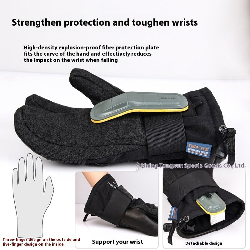 Veneer Silky Kevlar Gants de ski Trois doigts imperméables et résistants Ski Mitten