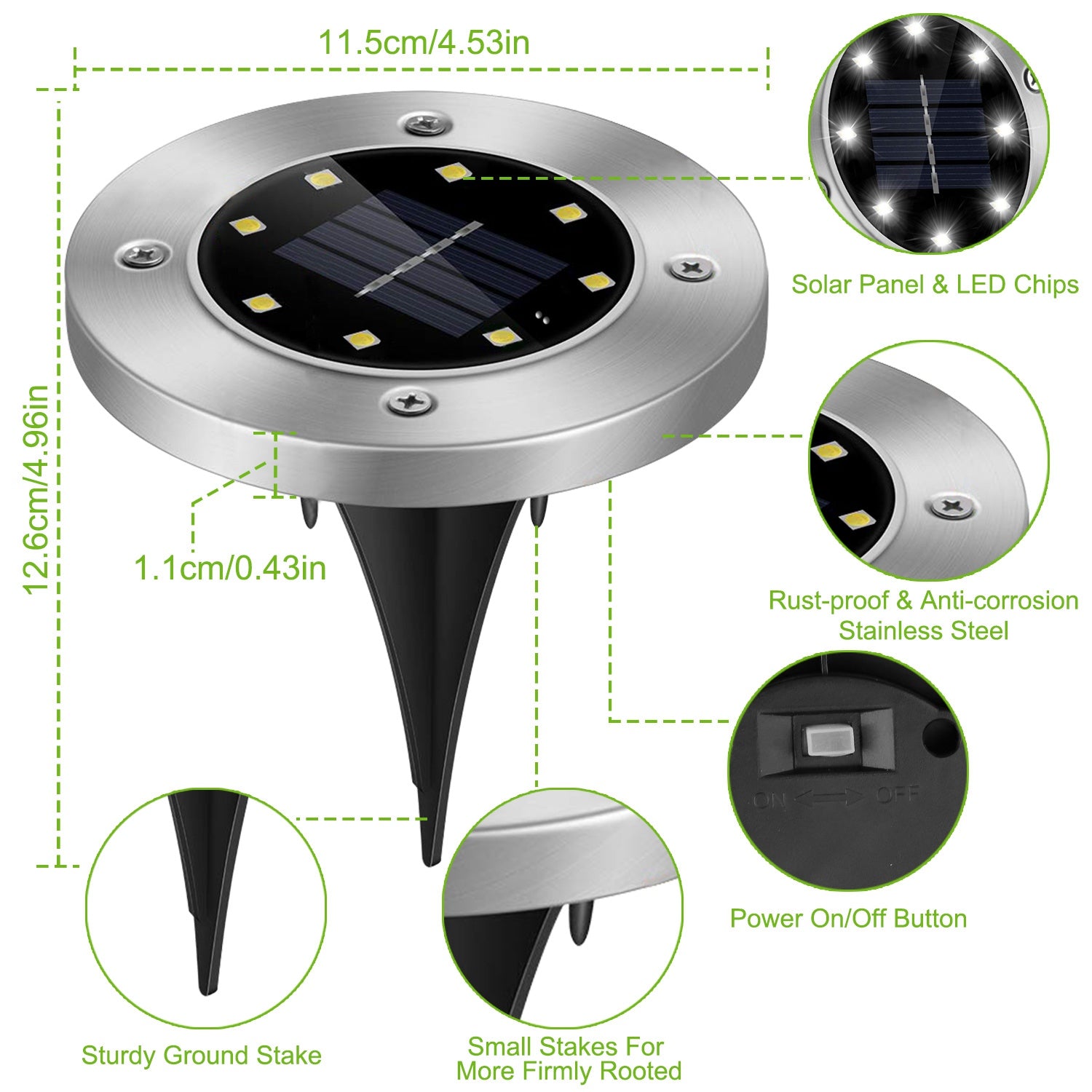 4Pcs Solar Powered Ground Light for Outdoor Garden Decoration IP65 Imperméable Entered In-Gr