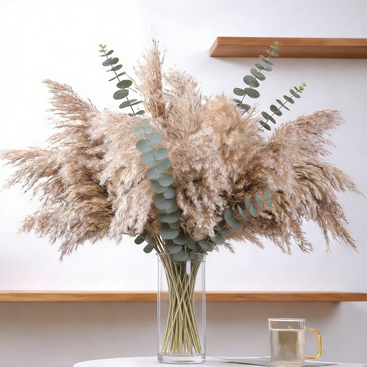 Plantes artificielles - Ensemble de 20 pièces de décor d'herbe de Pampas séchés en couleur naturelle - Boho Flowe