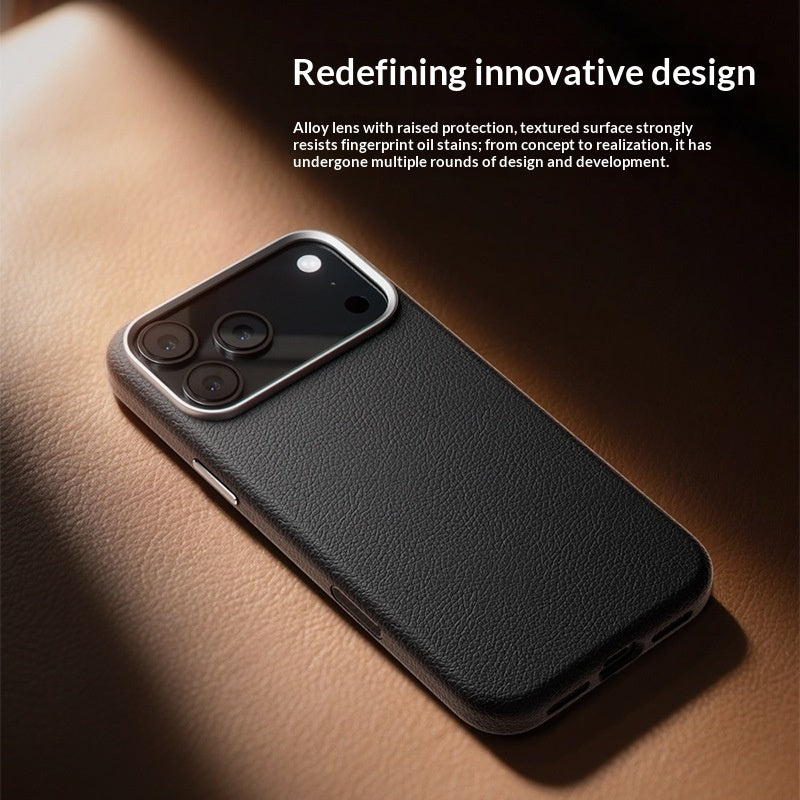Étui de téléphone magnétique en cuir véritable avec revêtement anti-empreinte